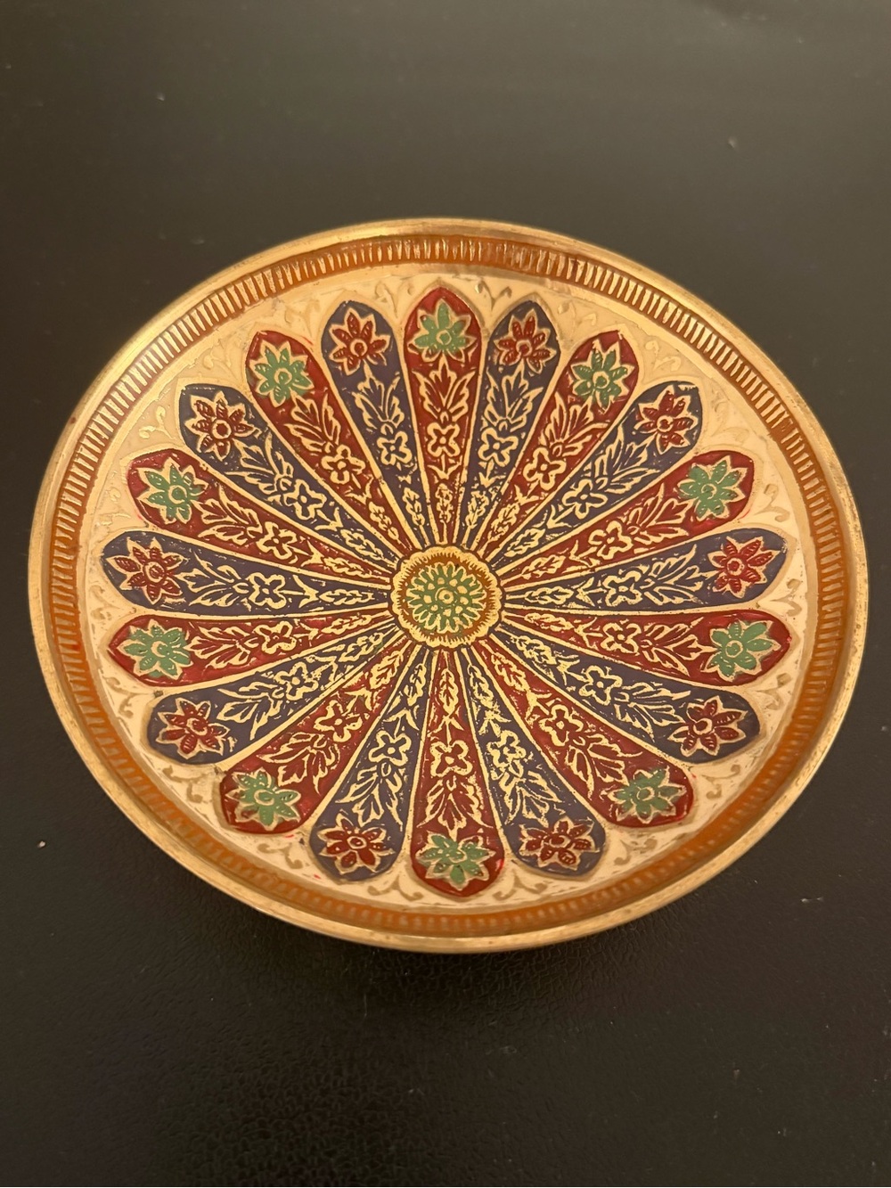 Cost Plus World Market Red, Blue & Green Floral metal Plate